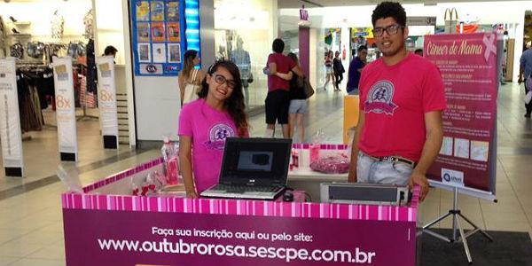 Imagem do quiosque Outubro Rosa, no River Shopping, em Petrolina (Foto: Divulgação)