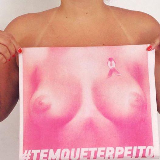 Leitores do Jornal do Commercio podem continuar a aderir à campanha do Outubro Rosa, com o tema #TemQueTerPeito, alertando a população para a importância do diagnóstico precoce do tumor (Foto: Instagram/@priscillaleite)