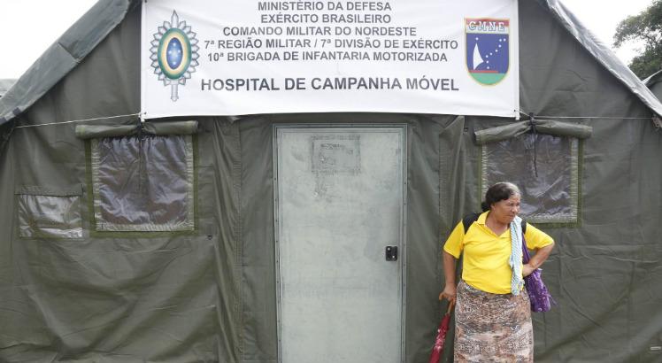 Hospital de campanha fica em terreno localizado no km 57 da PE-60 (Foto: Diego Nigro/JC Imagem) 