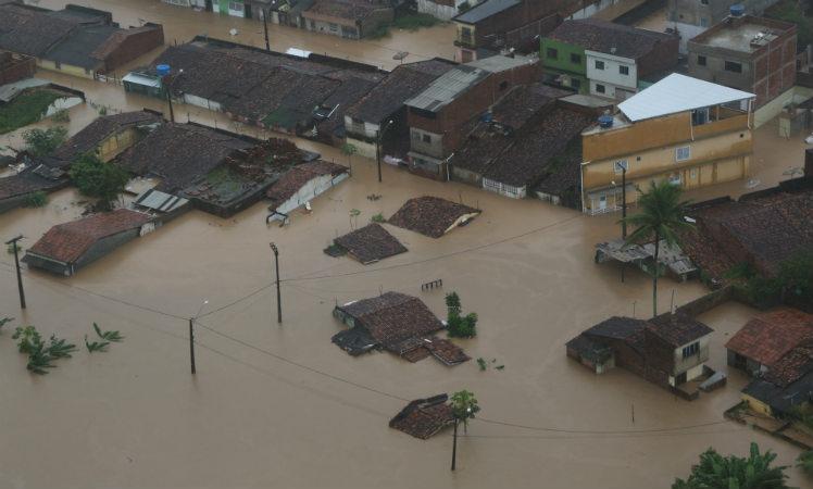 Município de Palmares na enchente de maio de 2017. Foto: Alexandre Gondim/ JC Imagem