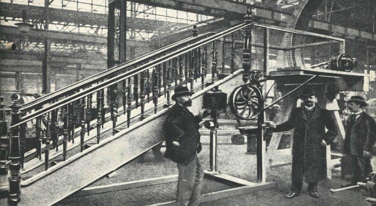 Mecanismo de uma escada rolante de 1903. (thyssenkrupp/Divulgação)