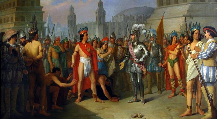 O encontro de Cortés e Montezuma