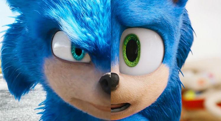 Do lado esquerdo, o Sonic lançado em maio. Do lado direito, o personagem repaginado