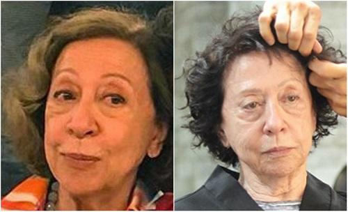 Fernanda Montenegro antes e depois da caracterização para a personagem