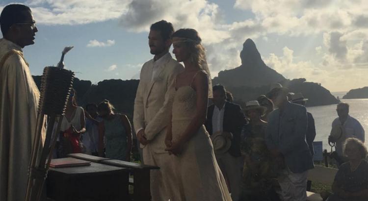 Fernanda de Freitas e João Henrique, no casamento em Fernando de Noronha - Foto: reprodução do Instagram