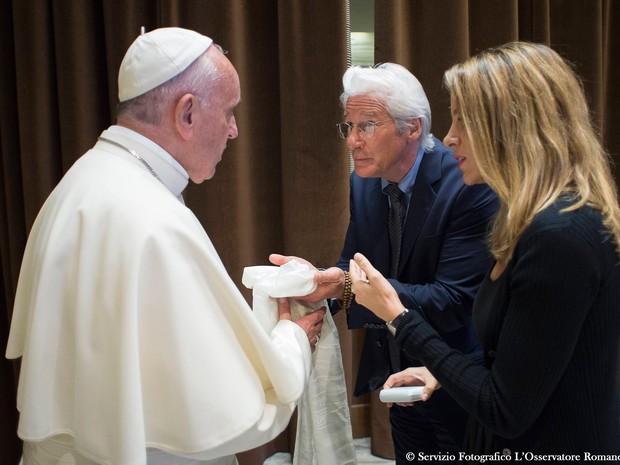 Papa Francisco com o ator Richard Gere. Foto: Reprodução