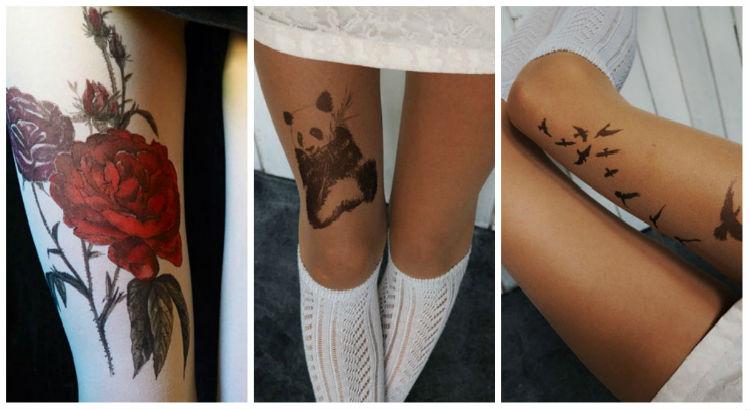 As meias simulam tatuagem na pele