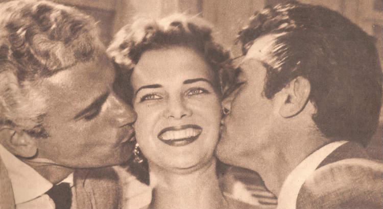  Martha Rocha sendo beijada por Jeff Chandler e Tony Curtis 
