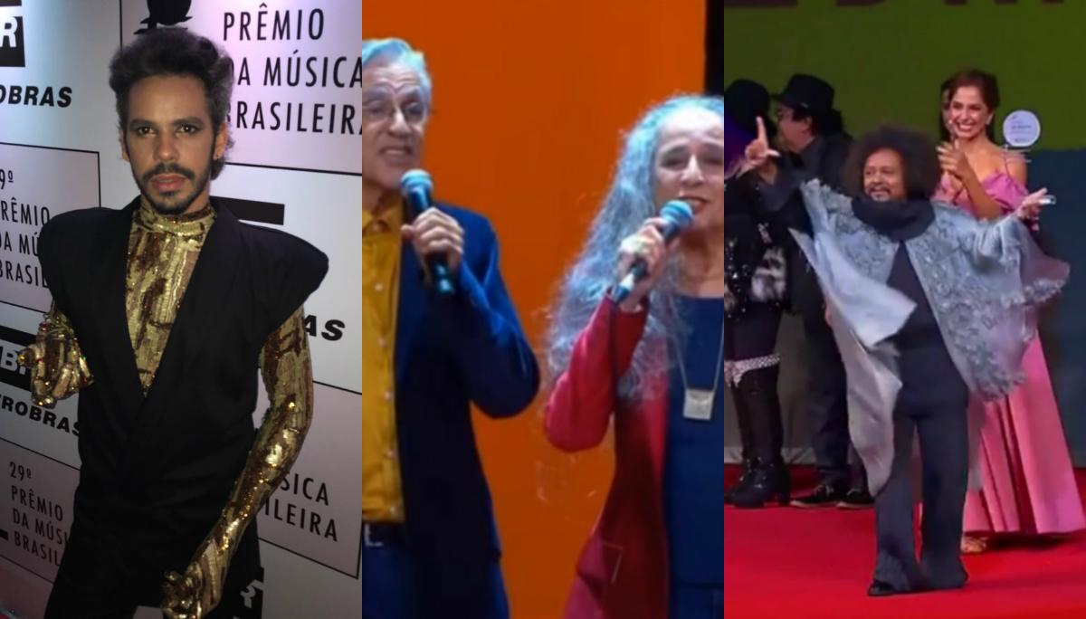 Almério leva prêmio Caetano e Maria Bethânia cantam Pérola Negra e artistas pedem Lula Livre no Prêmio da Música Brasileira (Imagens: Reprodução)