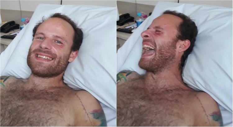 Vitor Morosini sorri no hospital (Imagem: Reprodução)