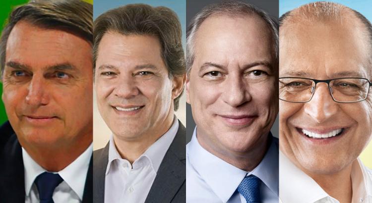 Os presidenciáveis: Jair Bolsonaro (PSL), Fernando Haddad (PT), Ciro Gomes (PDT) E Geraldo Alckmin (PMDB). Foto: Reprodução/Facebook