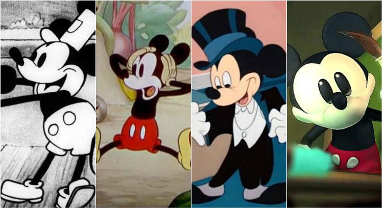 Mudanças do Mickey Mouse desde sua criação, que aconteceu em 1928 (Imagens: Reprodução)