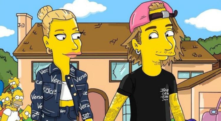 Justin Bieber e Hailey Baldwin viram personagens de 'Os Simpsons'. Foto: Reprodução/Twitter