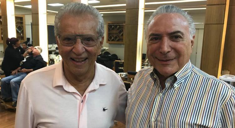 Carlos Alberto de Nóbrega e Michel Temer no salão de Jassa - Foto: reprodução do Instagram