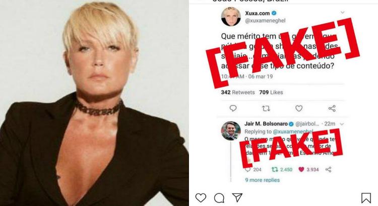 Xuxa exige desculpas após fake news envolvendo Bolsonaro. Foto: Reprodução/Instagram