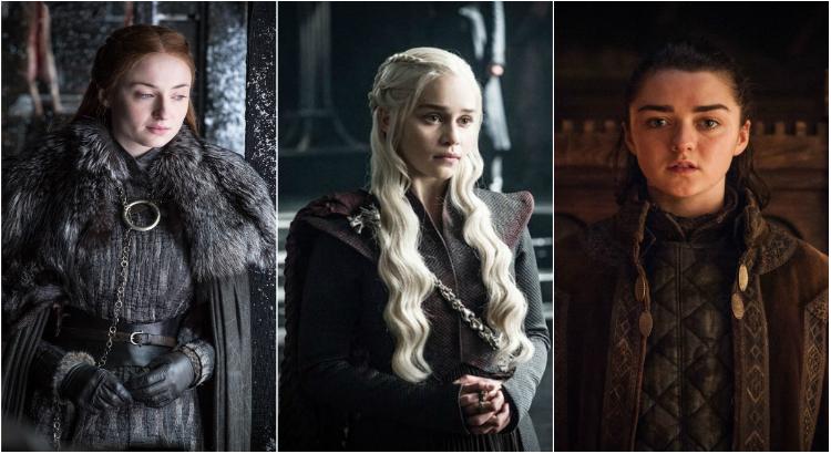 Sansa Stark, Daenerys Targaryen e Arya Stark em Game of Thrones (Imagens: Reprodução)