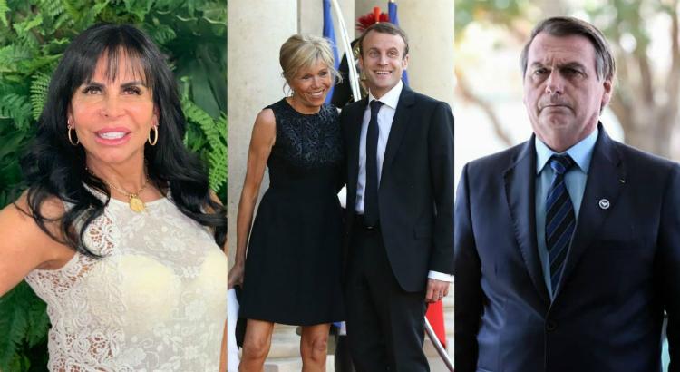 Gretchen; Brigitte e Emmanuel Macron; Bolsonaro - Fotos: reprodução