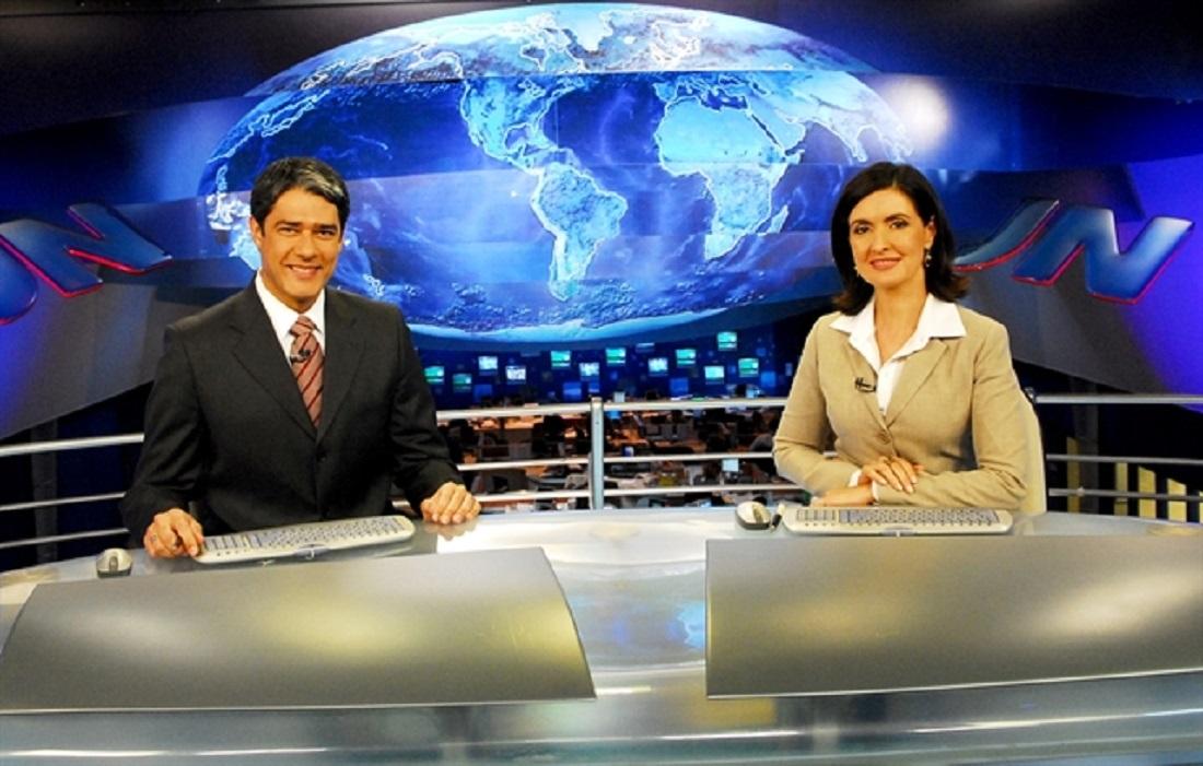 Fátima Bernardes foi casada até 2016 com o também jornalista William Bonner. Na imagem, o ex casal apresentando o Jornal Nacional em 2008 (Foto: TV Globo / João Miguel Júnior)