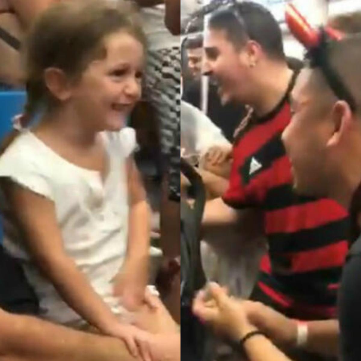 Foliões cantam "Baby Shark" para garotinha e viralizam. Foto: Reprodução/Twitter