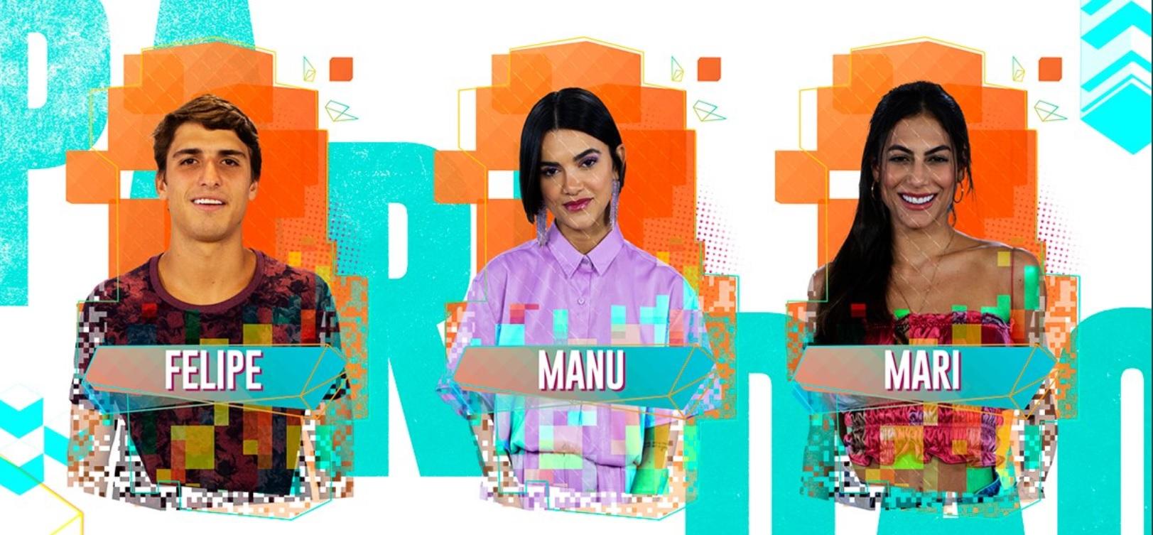 Paredão da semana composto por Prior, Manu e Mari (Foto: TV Globo)