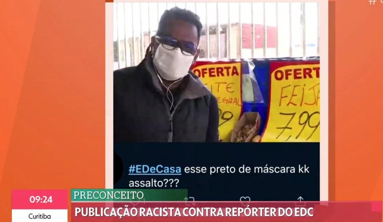 Repórter Manoel Soares foi vítima de racismo durante o 'É de Casa' (Foto: Reprodução/TV Globo)