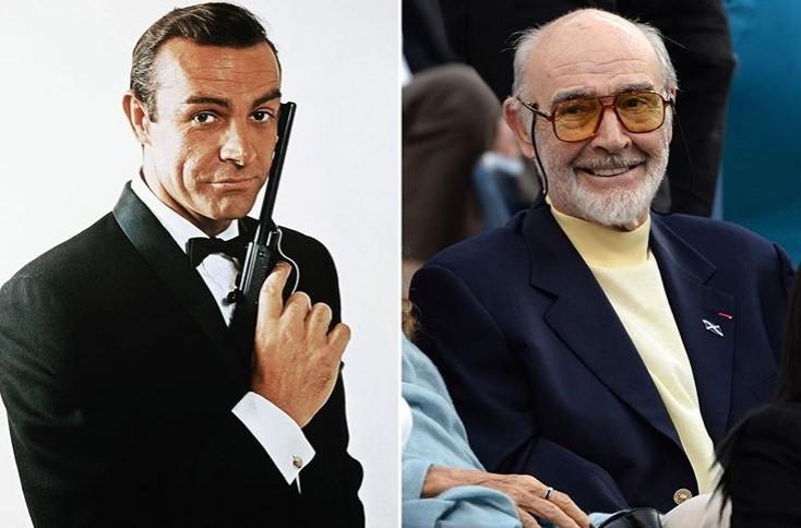 O ator Sean Connery como James Bond, e em um clique mais recente (Foto:Reprodução/Instagram)
