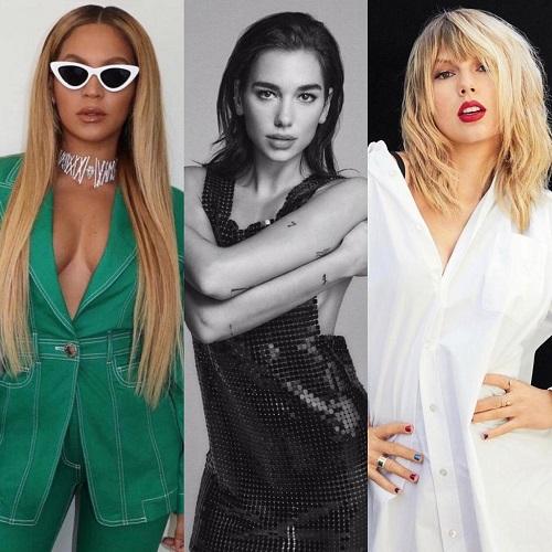 Beyoncé; Dua Lipa; Taylor Swift - Fotos: reprodução