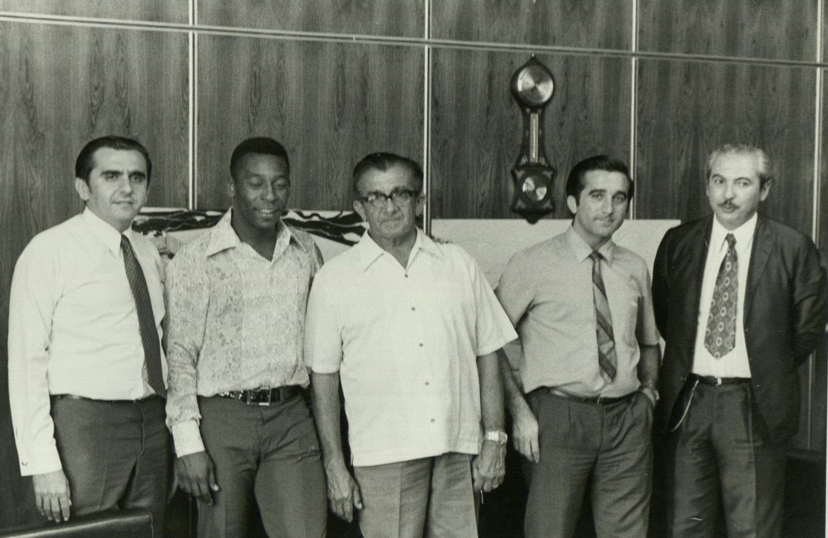 JCPM, Pelé, Pedro Paes Mendonça, José Américo Mendonça e Nivaldo Rique, do Banco Industrial de Campina Grande