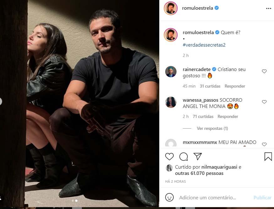 Camila Queiroz e Romulo Estrela nos bastidores de Verdades Secretas 2 - Crédito: Reprodução / Instagram
