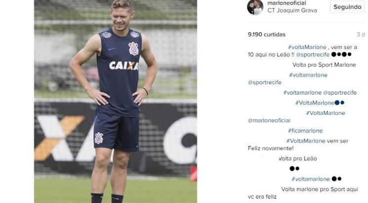 Torcida do Sport foi pedir volta do meia no perfil dele no Instagram. Foto: Reprodução/Instagram