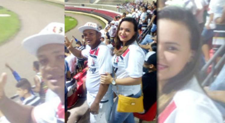 Casal foi ao estádio Rei Pelé, para acompanhar a partida entre Santa Cruz e CRB. Foto: cortesia