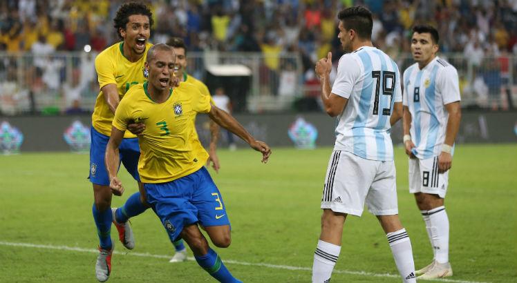 No último amistoso, o Brasil venceu a Argentina. Foto: AFP