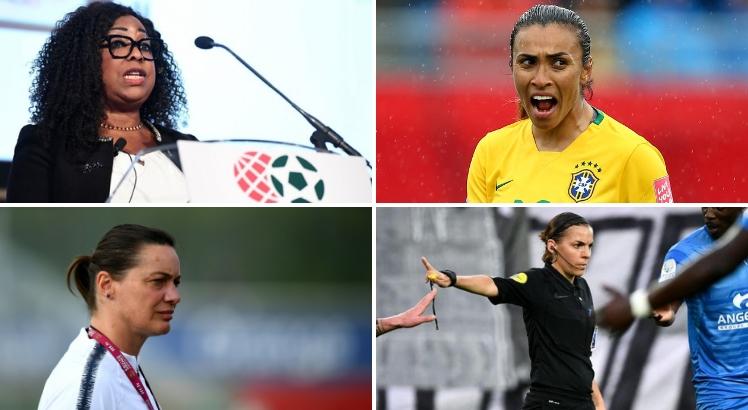 Fatma Samoura, Marta, Corinne Diacre e Stéphanie Frappart marcam presença na Copa. Fotos: AFP