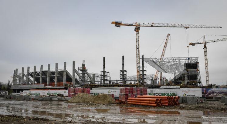 O Steaua Stadium ainda está em obras. Foto: DANIEL MIHAILESCU / AFP