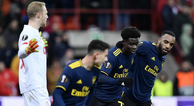 O Arsenal empatou com o Liège. Foto: JOHN THYS / AFP
