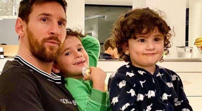 Messi e os filhos na quarentena. Foto: Reprodução/Instagram