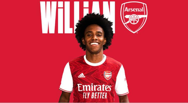 Willian estava no Chelsea, rival do Arsenal. Foto: Reprodução/ Arsenal