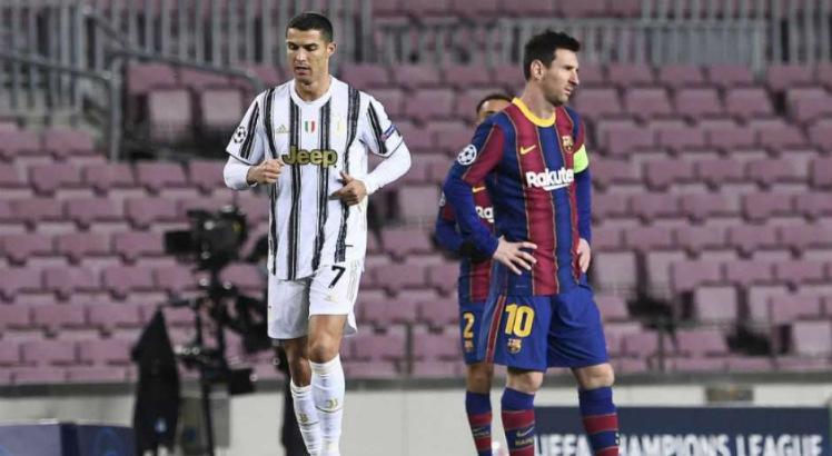 Cristiano Ronaldo e Messi são grandes vencedores da Champions. Foto: AFP