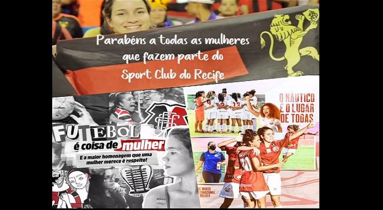 Náutico, Sport e Santa Cruz prestaram homenagem ao Dia Internacional da Mulher. Foto: Reprodução